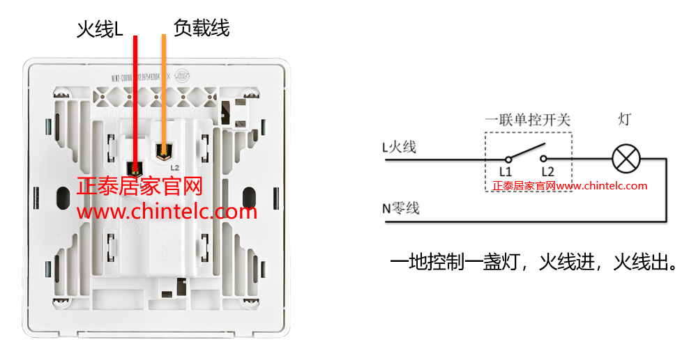 單控開關接線圖-一聯(lián)單控開關